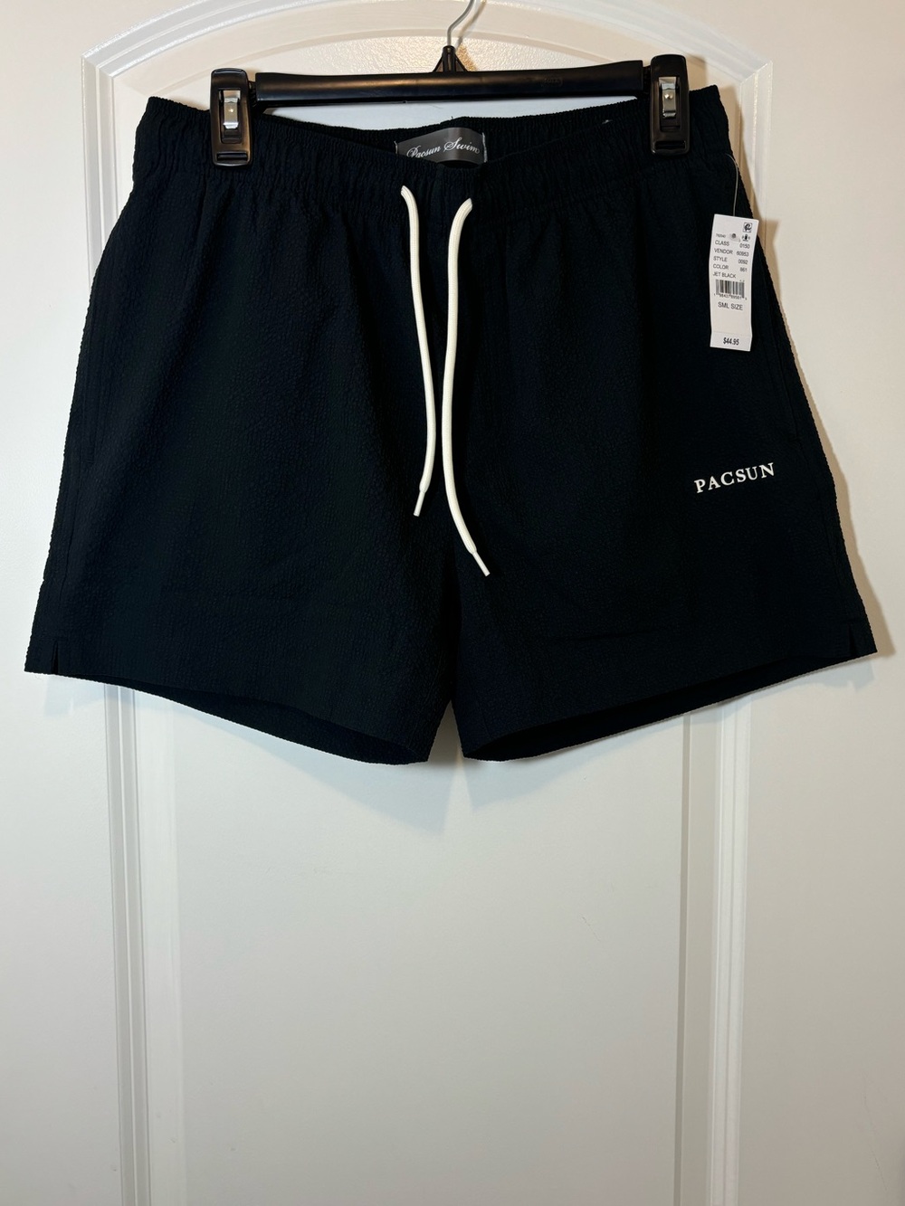 PacSun Black Drawstring swim Shorts with White Cord